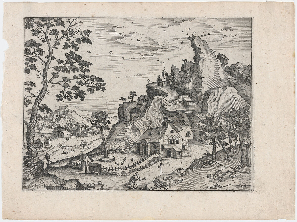 Landscape with Saint Jerome, Lucas Gassel (Flemish, Helmond ca. 1495/1500–ca. 1570 Brussels), Etching and engraving 