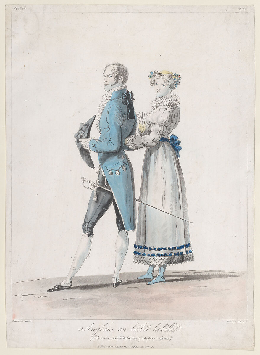 Anglais en Habit Habille; from Collections de Costumes dessinés, Louis Philibert Debucourt (French, Paris 1755–1832 Paris), Hand-colored etching and aquatint 