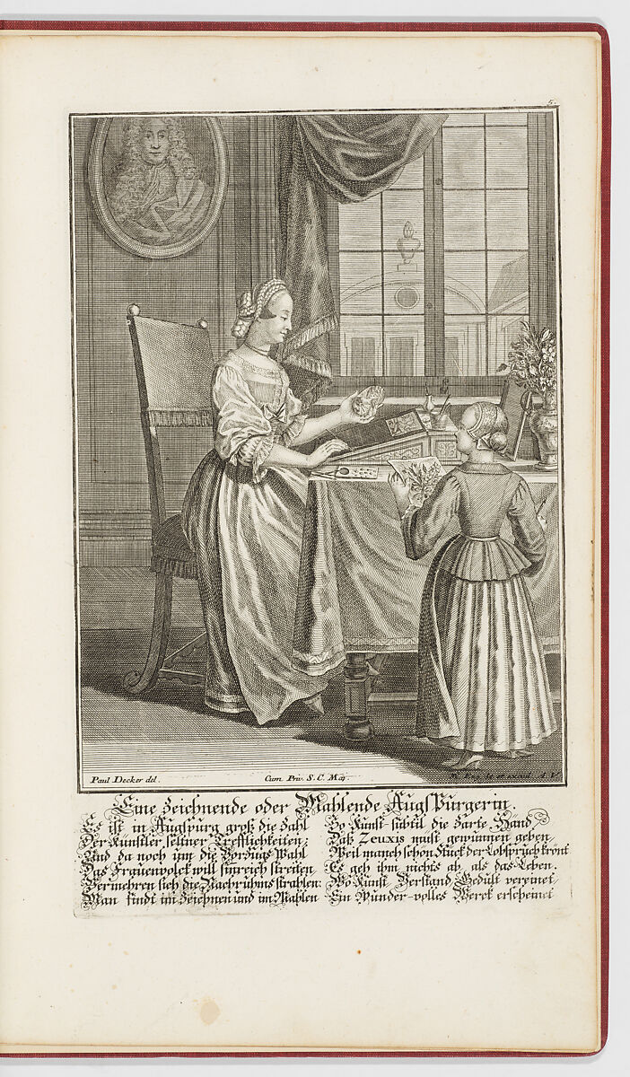 Jungfrauen Arbeit, Kunst, und Fleiss, Paul Decker the Younger  German, plates: engraving