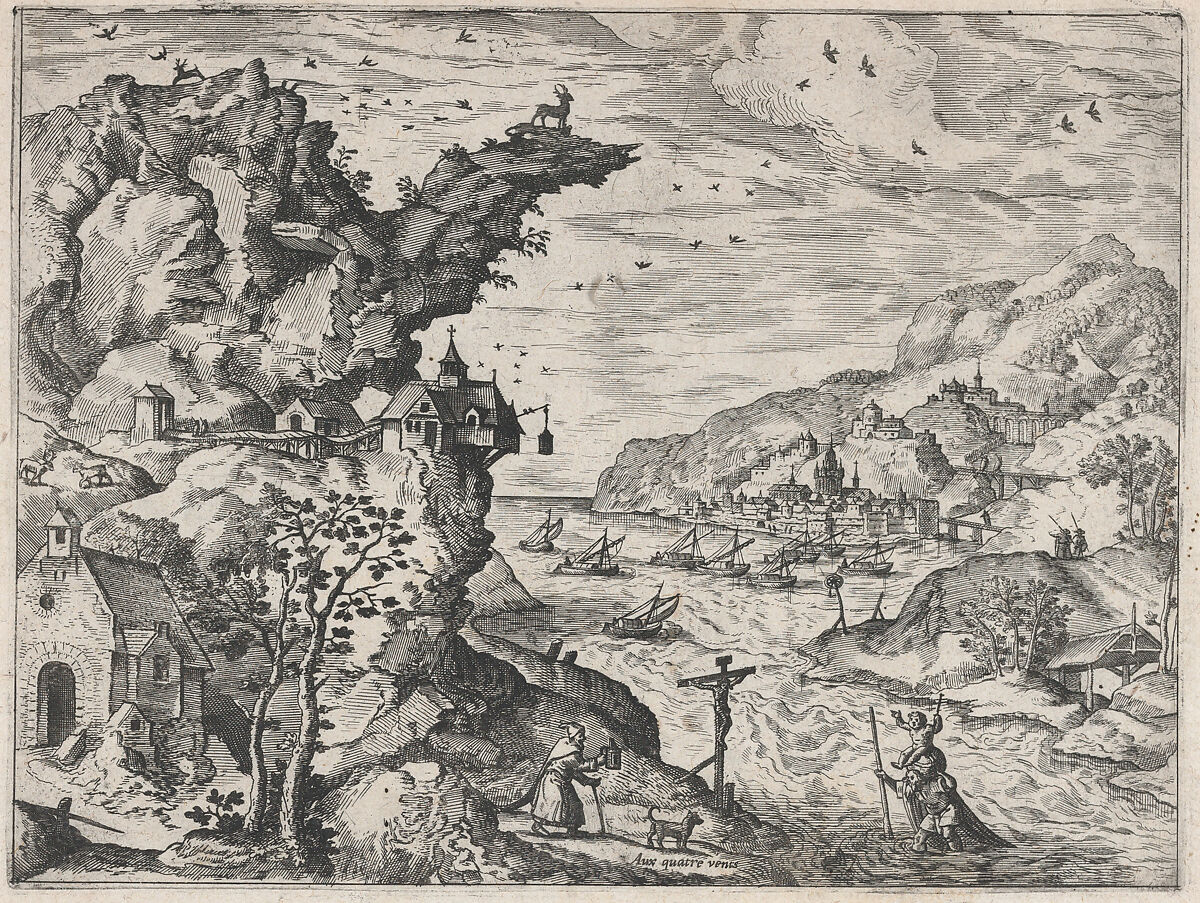 Landscape with Saint Christopher, Lucas Gassel (Flemish, Helmond ca. 1495/1500–ca. 1570 Brussels), Etching and engraving 