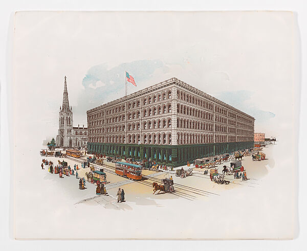 A Visit to Denning's, Broadway, New York, Leaves from an artist's Sketch Book [trade catalogue], E. J. Denning &amp; Co. (American, 1876–92), Illustrations: color lithographs photomechanical prints