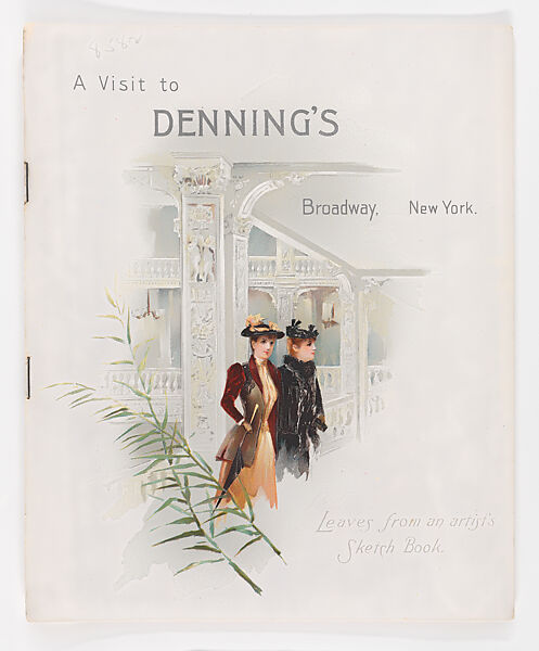 A Visit to Denning's, Broadway, New York, Leaves from an artist's Sketch Book [trade catalogue], E. J. Denning &amp; Co. (American, 1876–92), Illustrations: color lithographs photomechanical prints 