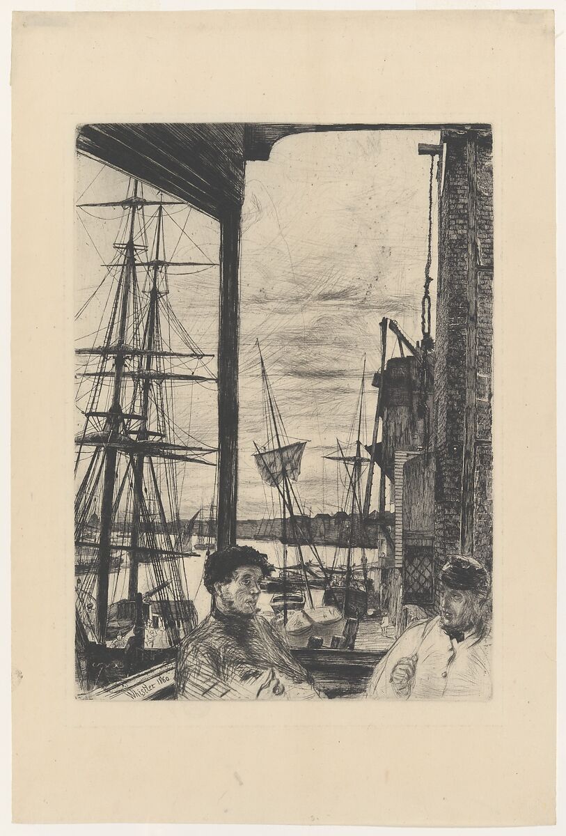 Rotherhithe (Wapping), James McNeill Whistler (American, Lowell, Massachusetts 1834–1903 London), Etching and drypoint, printed in black ink on fine ivory laid Japan; third state of three (Glasgow)