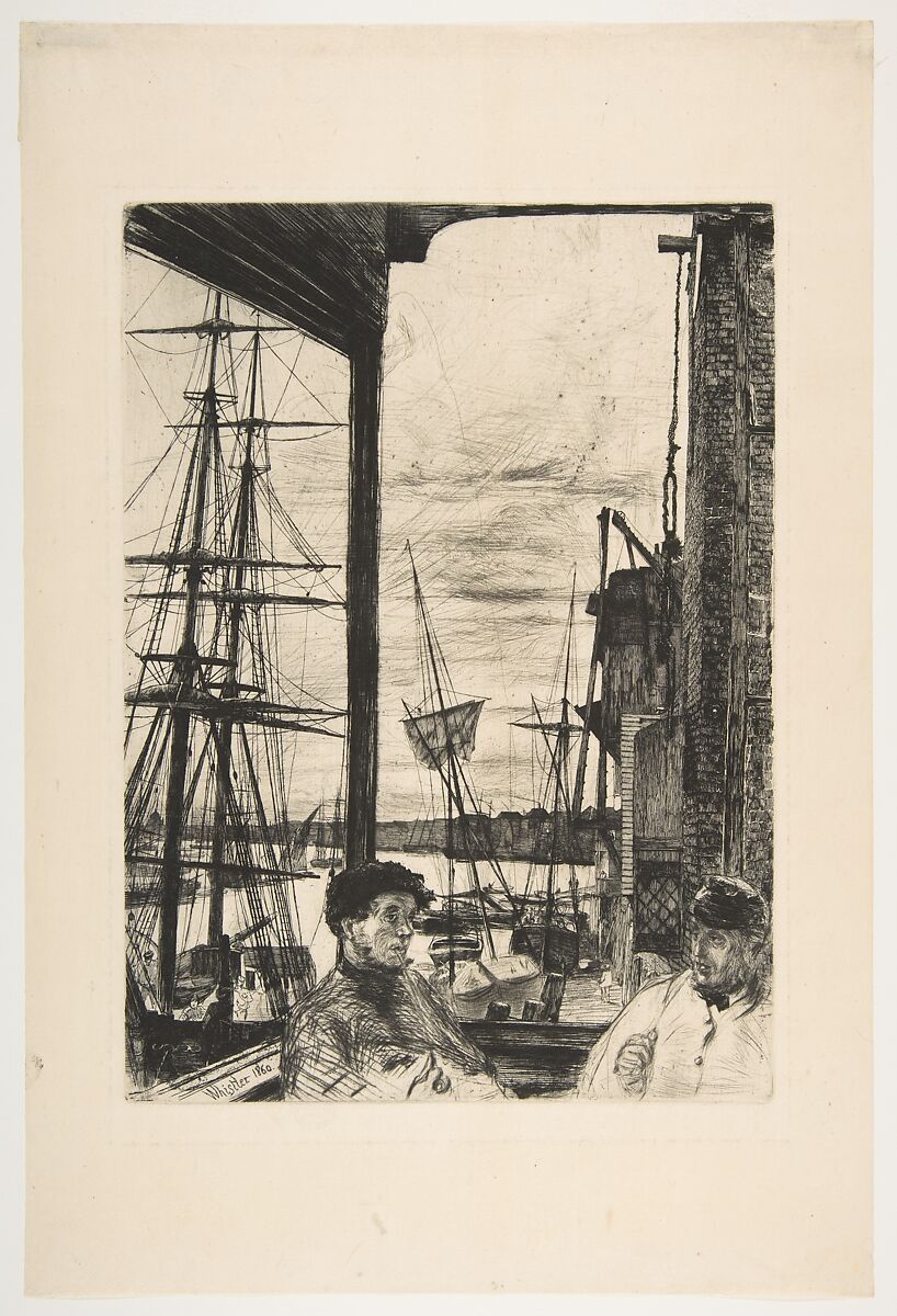 Rotherhithe (Wapping), James McNeill Whistler (American, Lowell, Massachusetts 1834–1903 London), Etching and drypoint, printed in black ink on fine ivory laid Japan; third state of three (Glasgow)