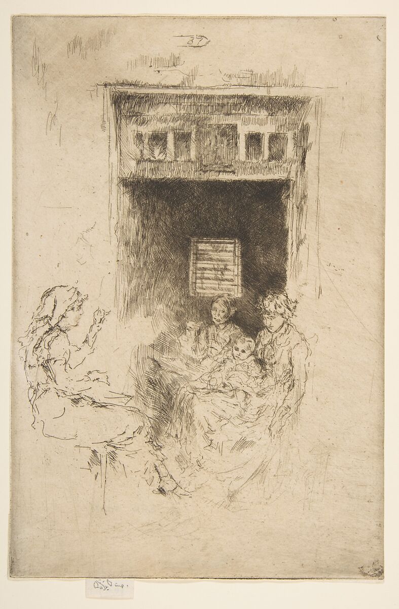 Bead Stringers, James McNeill Whistler (American, Lowell, Massachusetts 1834–1903 London), Etching and drypoint, printed in black ink on ivory laid paper; fifth state of eleven (Glasgow) 