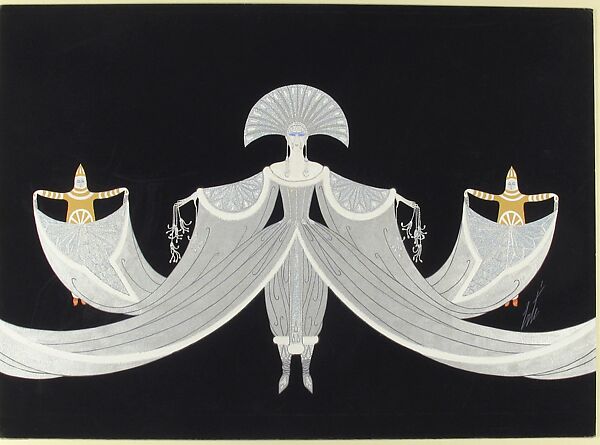 "La Mer Blanche": Costume Design for "Les Mers," George White's Scandals, New York, Erté (Romain de Tirtoff) (French (born Russia), St. Petersburg 1892–1990 Paris), Gouache and metallic paint