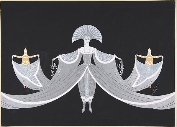 "La Mer Blanche": Costume Design for "Les Mers," George White's Scandals, New York, Erté (Romain de Tirtoff) (French (born Russia), St. Petersburg 1892–1990 Paris), Gouache silver metallic paint on cardboard. 