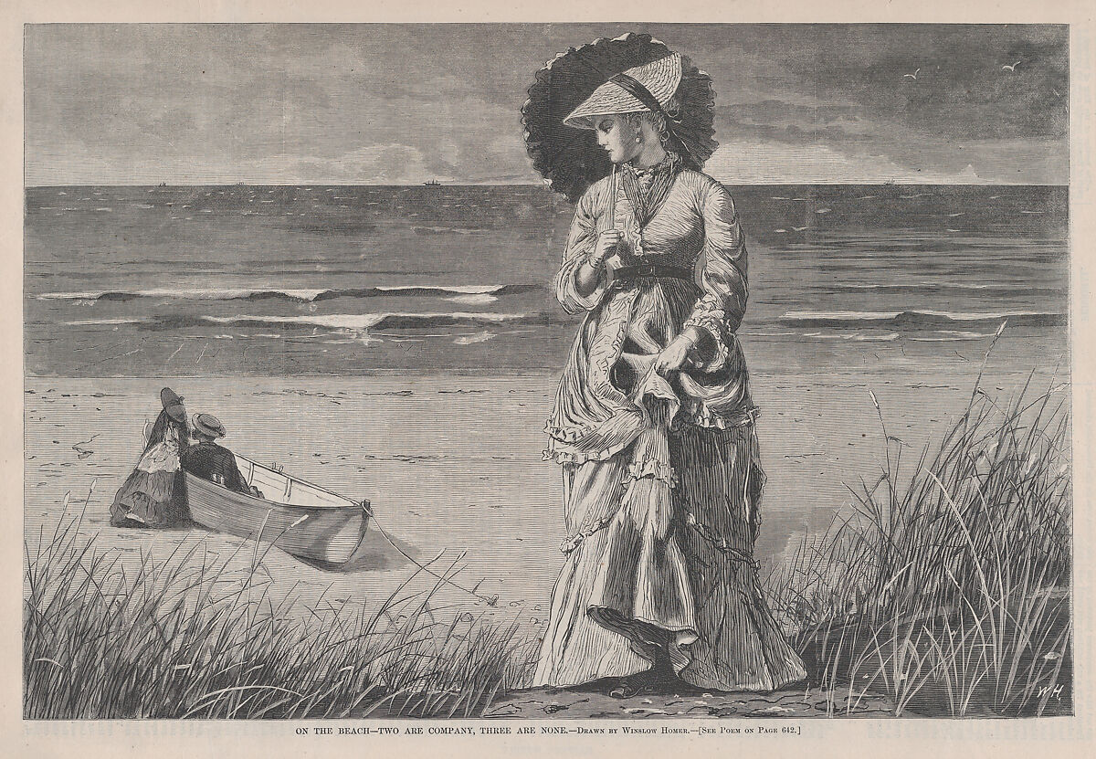 On the Beach – Two are Company, Three are None (from "Harper's Weekly," Vol. XVI), After Winslow Homer (American, Boston, Massachusetts 1836–1910 Prouts Neck, Maine), Wood engraving 