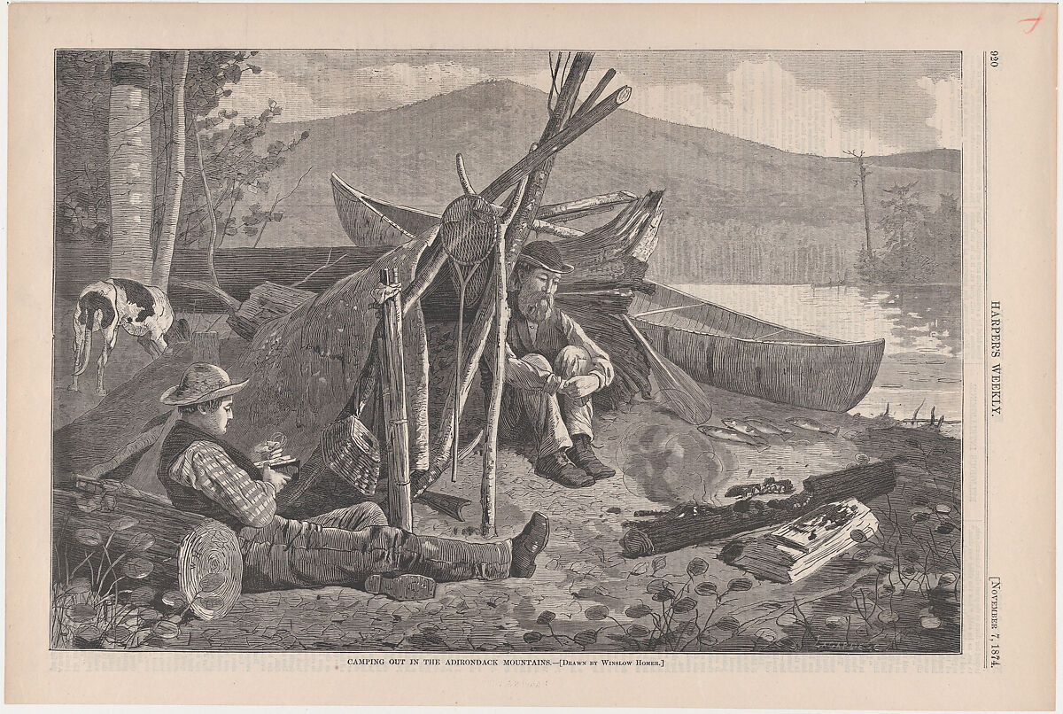 Camping Out in Adirondacks (from "Harper's Weekly," Vol. XVIII), After Winslow Homer (American, Boston, Massachusetts 1836–1910 Prouts Neck, Maine), Wood engraving 