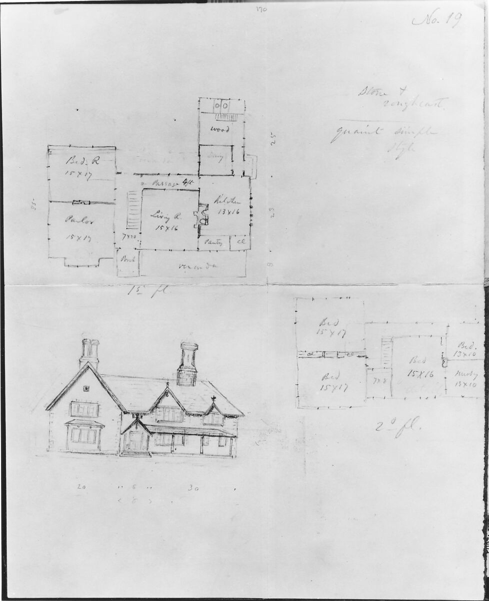 The Architecture of Country Houses; including Designs for Cottages, Farm Houses, and Villas, Andrew Jackson Downing (American, Newburgh, New York 1815–1852 Yonkers, New York), Illustrations: lithography; letters and drawings inserted 