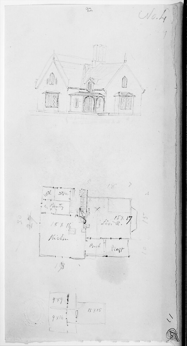 The Architecture of Country Houses; including Designs for Cottages, Farm Houses, and Villas, Andrew Jackson Downing (American, Newburgh, New York 1815–1852 Yonkers, New York), Illustrations: lithographs; letters and drawings inserted