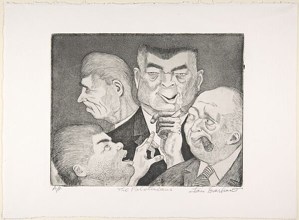 The Politicians, Lou Barlow (American, 1908–2011), Etching; artist's proof 
