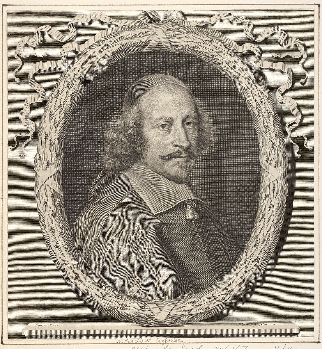 Cardinal Jules Mazarin, Robert Nanteuil (French, Reims 1623–1678 Paris), Engraving; second state of three (Petitjean & Wickert) 