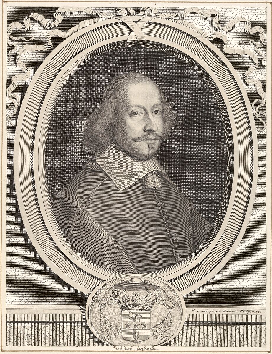 Cardinal Jules Mazarin, Robert Nanteuil (French, Reims 1623–1678 Paris), Engraving; fifth state of six (Petitjean & Wickert) 