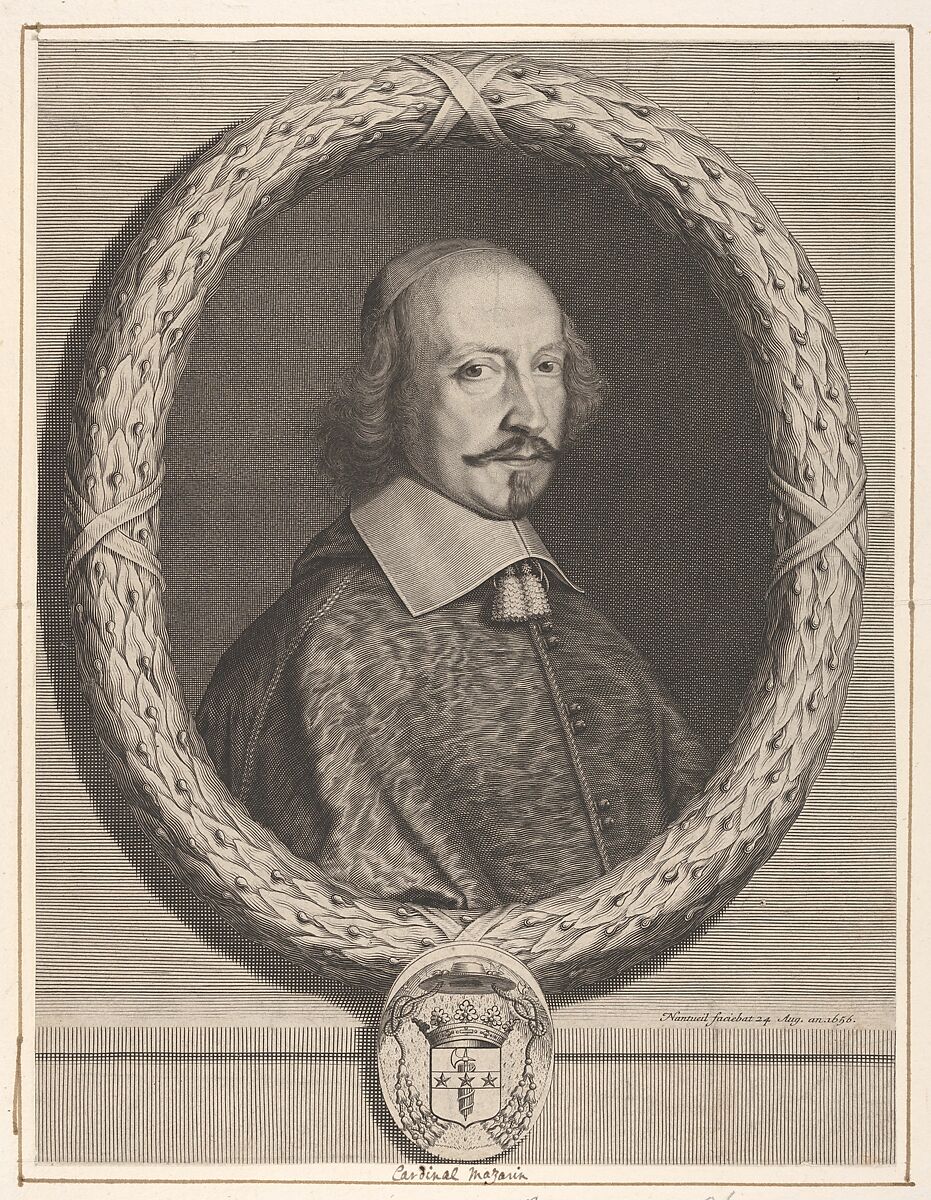 Cardinal Jules Mazarin, Robert Nanteuil (French, Reims 1623–1678 Paris), Engraving; first state of four (Petitjean & Wickert) 