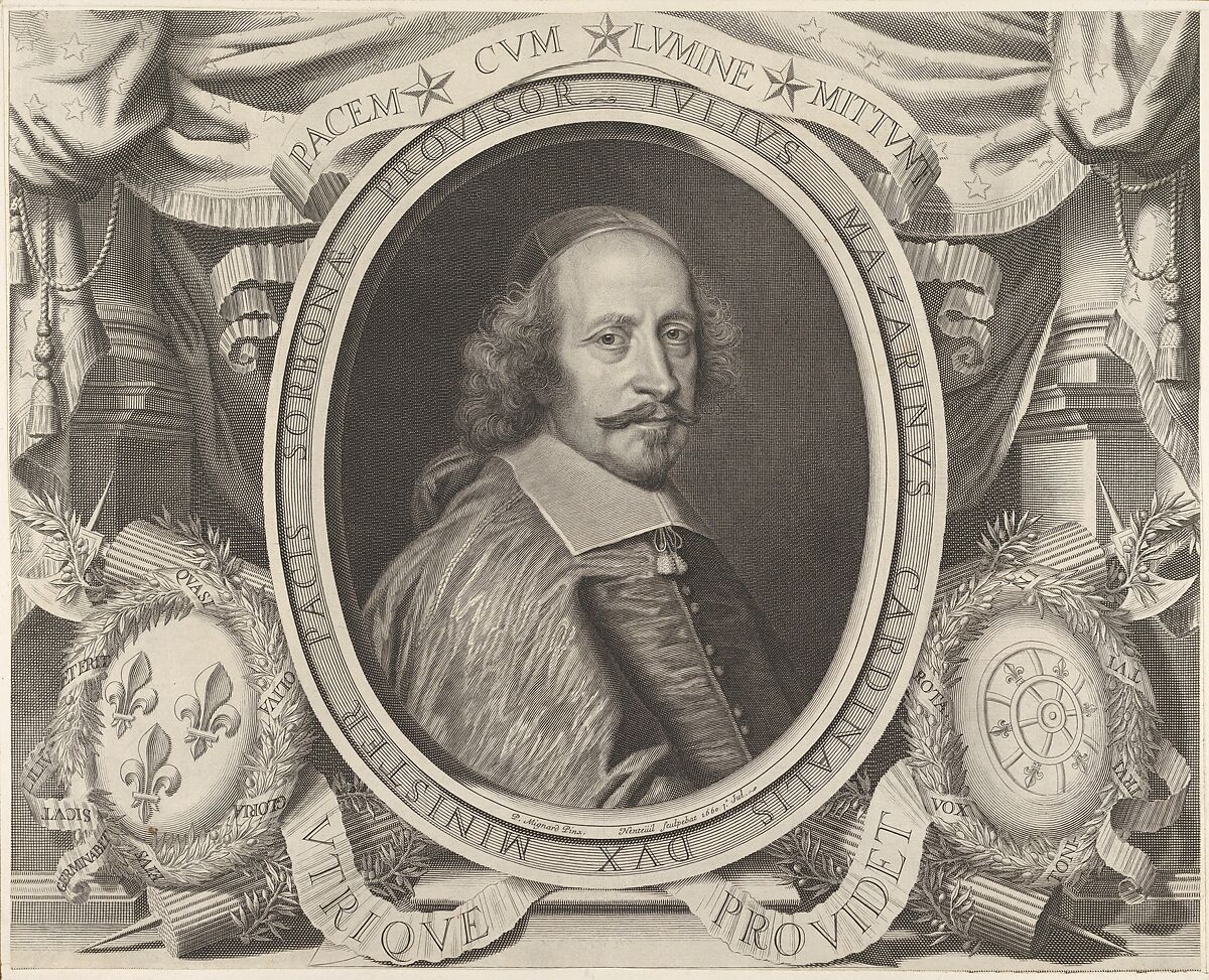 Cardinal Jules Mazarin, Robert Nanteuil (French, Reims 1623–1678 Paris), Engraving; second state of two (Petijean & Wickert) 