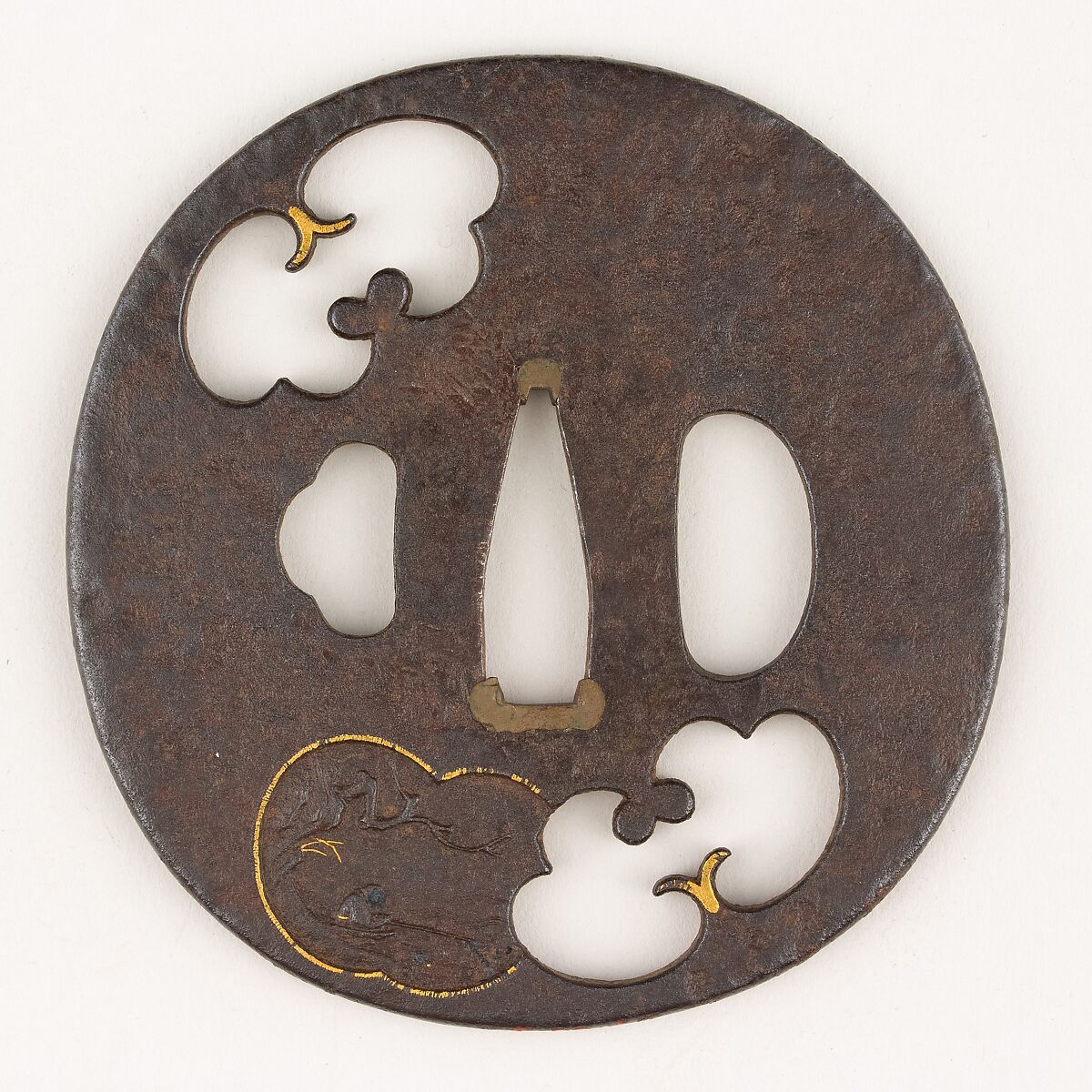 Sword Guard (<i>Tsuba</i>), Iron, gold,, Japanese