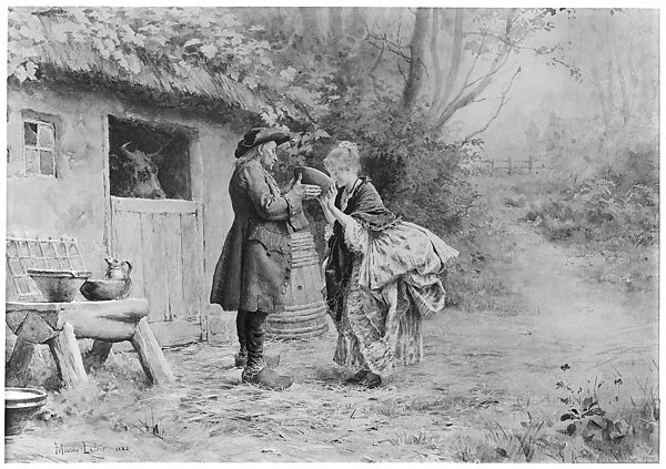 "The Drink of Milk", Maurice Leloir (French, Paris 1853–1940 Paris), Watercolor