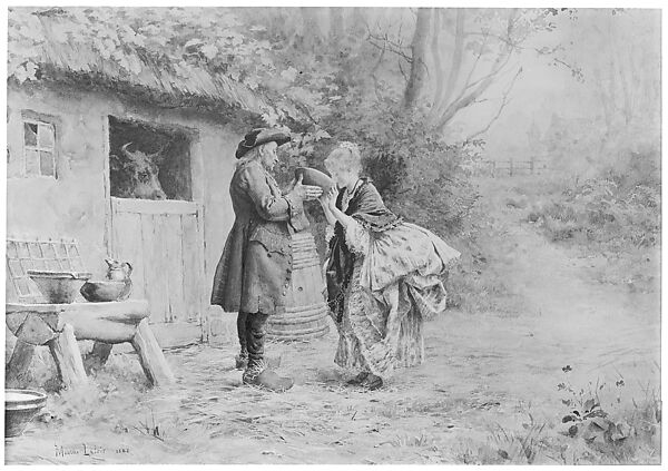 "The Drink of Milk", Maurice Leloir (French, Paris 1853–1940 Paris), Watercolor