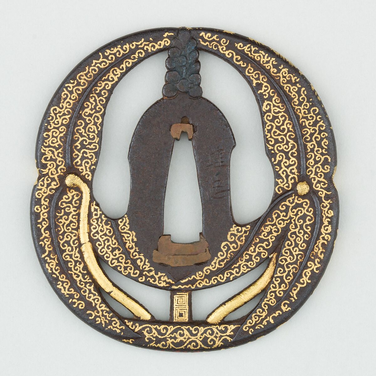 Sword Guard (<i>Tsuba</i>), Iron, gold, copper, Japanese