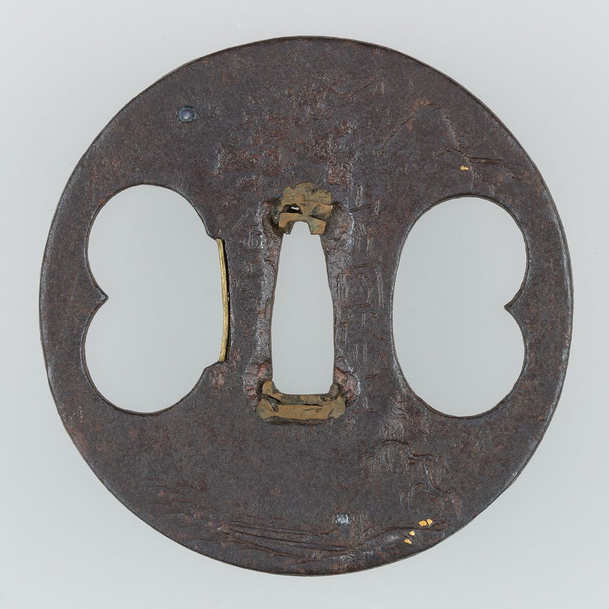 Sword Guard (<i>Tsuba</i>), Iron, gold, Japanese