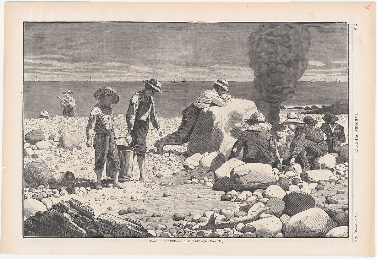Sea-side Sketches – A Clam Bake (from "Harper's Weekly," Vol. XVII), After Winslow Homer (American, Boston, Massachusetts 1836–1910 Prouts Neck, Maine), Wood engraving 