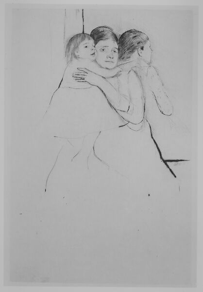Mother Berthe Holding Her Child, Mary Cassatt (American, Pittsburgh, Pennsylvania 1844–1926 Le Mesnil-Théribus, Oise), Drypoint; second state of two