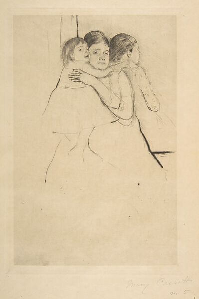 Mother Berthe Holding Her Child, Mary Cassatt (American, Pittsburgh, Pennsylvania 1844–1926 Le Mesnil-Théribus, Oise), Drypoint; second state of two 