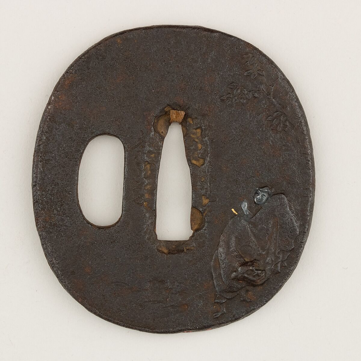 Sword Guard (<i>Tsuba</i>), Iron, gold, silver, Japanese 