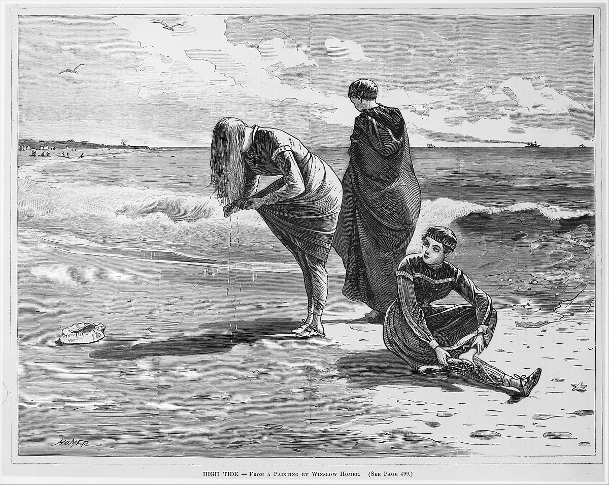 High Tide (from "Every Saturday," Vol. I, New Series), After Winslow Homer (American, Boston, Massachusetts 1836–1910 Prouts Neck, Maine), Wood engraving 