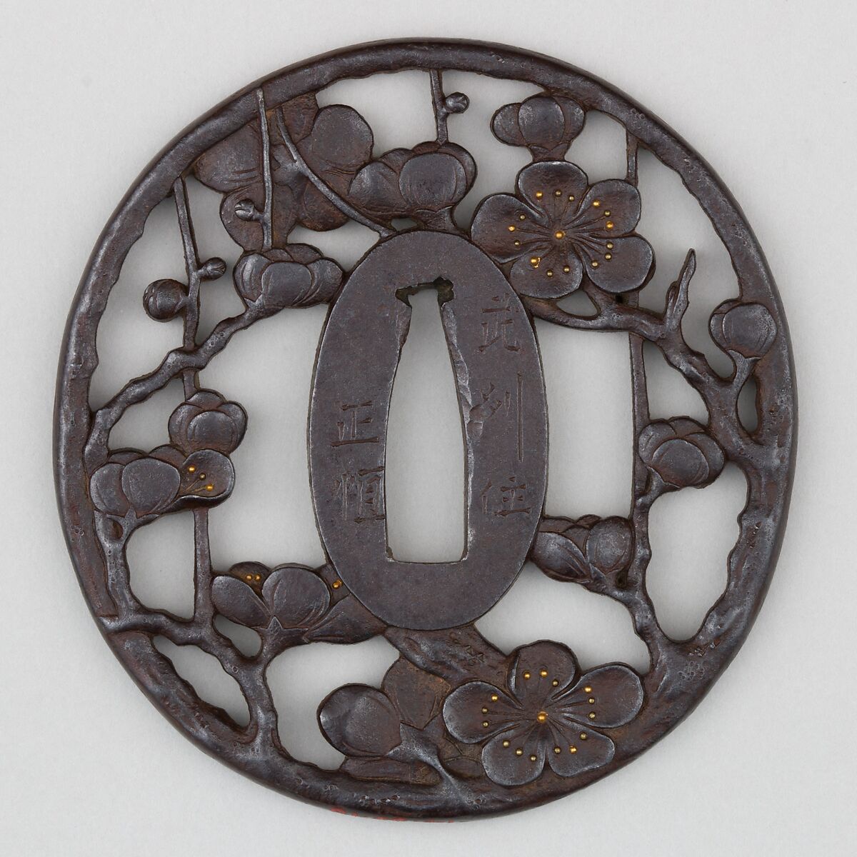 Sword Guard (<i>Tsuba</i>), Iron, gold, copper, Japanese 