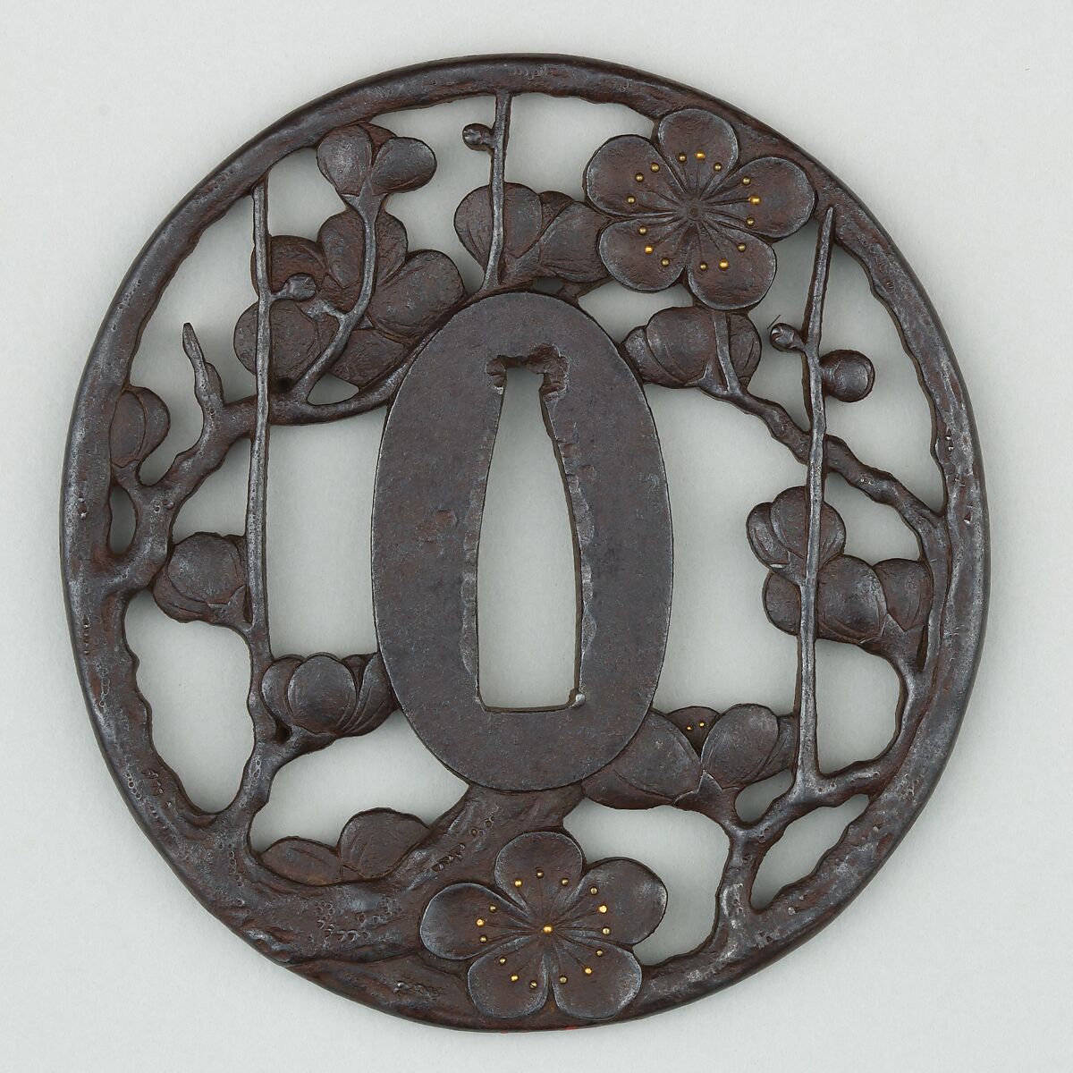 Sword Guard (<i>Tsuba</i>), Iron, gold, copper, Japanese
