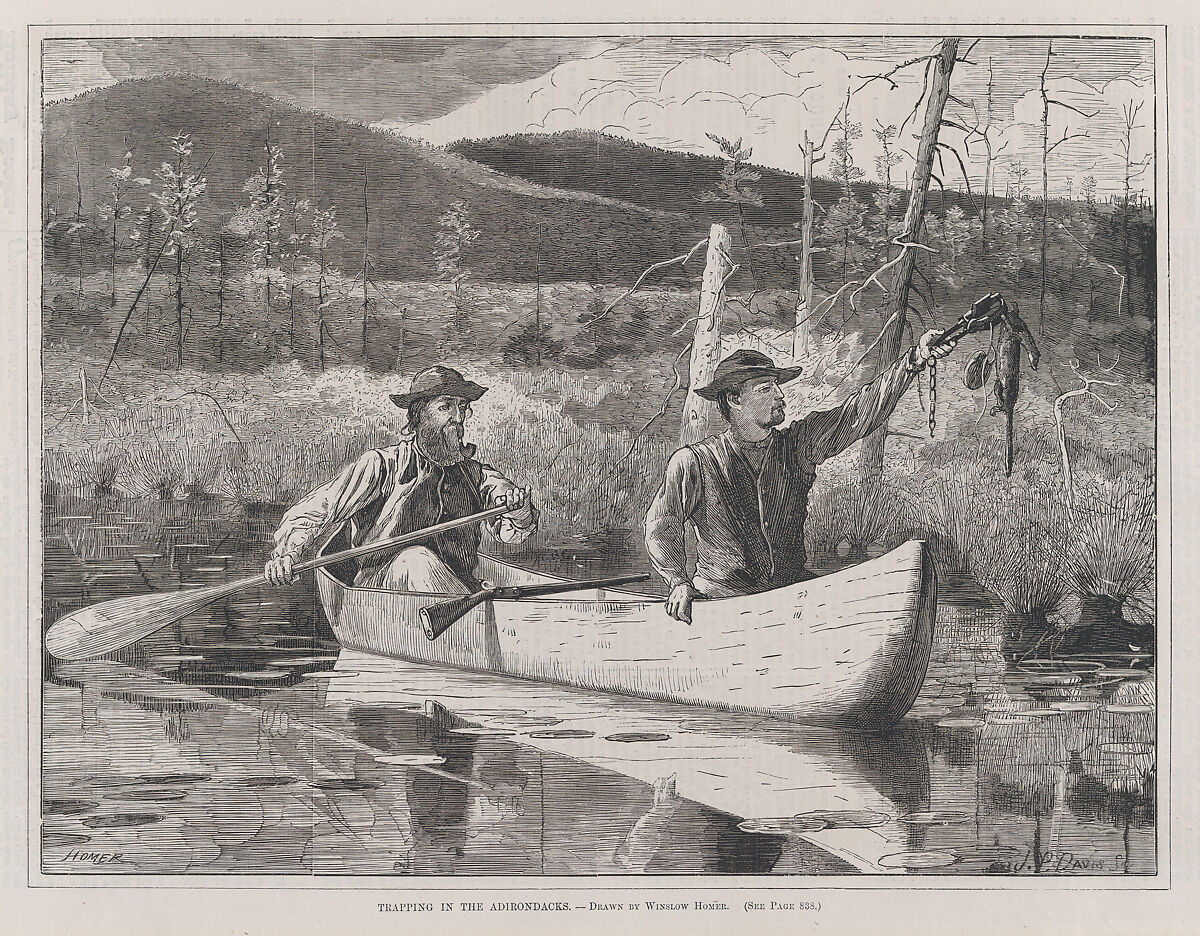 Trapping in the Adirondacks (from "Every Saturday," Vol. I, New Series), After Winslow Homer (American, Boston, Massachusetts 1836–1910 Prouts Neck, Maine), Wood engraving 