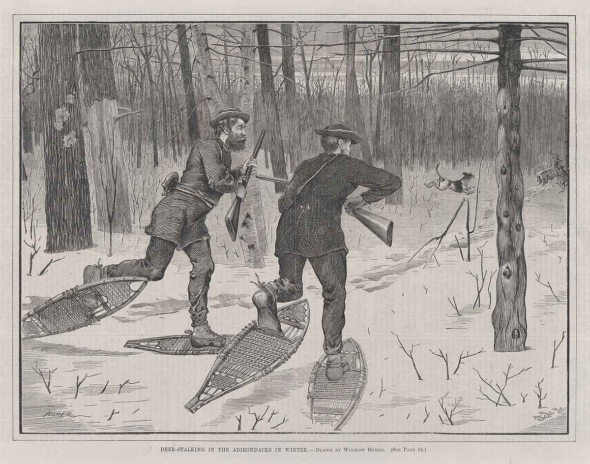 Deer-Stalking in the Adirondacks in Winter (Every Saturday, Vol. II, New Series), After Winslow Homer (American, Boston, Massachusetts 1836–1910 Prouts Neck, Maine), Wood engraving 
