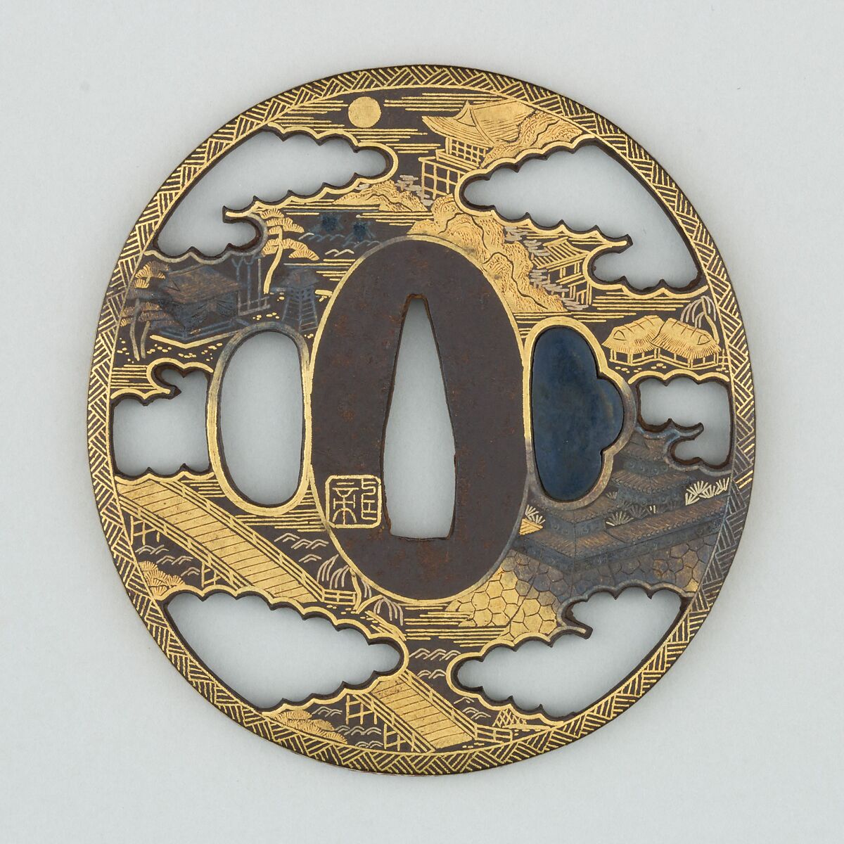 Sword Guard (<i>Tsuba</i>), Iron, gold, silver, copper, Japanese