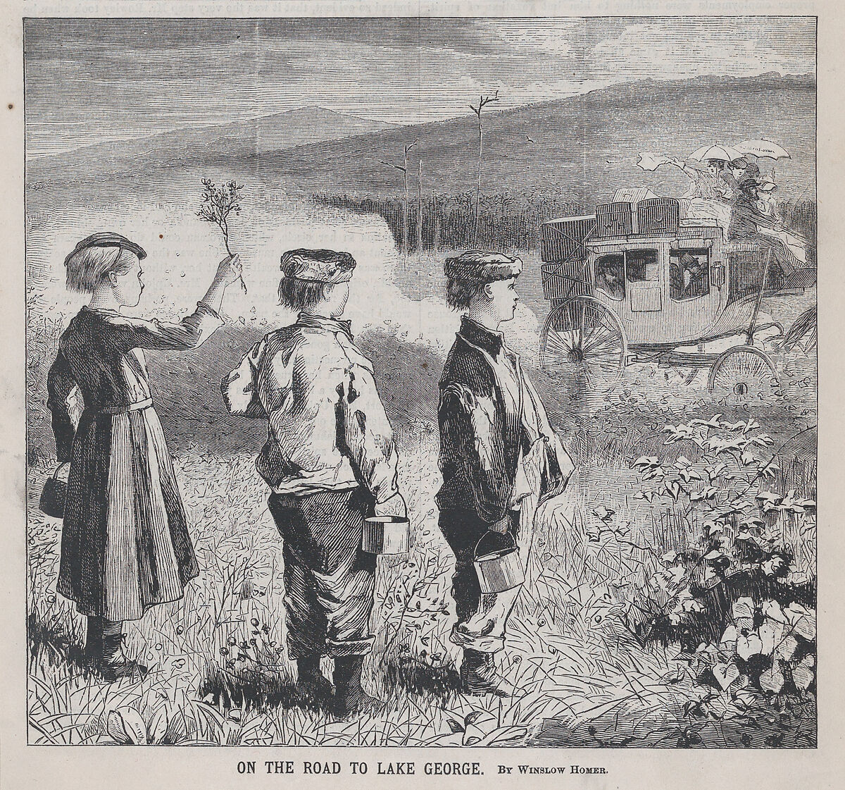 On the Road to Lake George (from "Appleton's Journal," Vol. I), After Winslow Homer (American, Boston, Massachusetts 1836–1910 Prouts Neck, Maine), Wood engraving