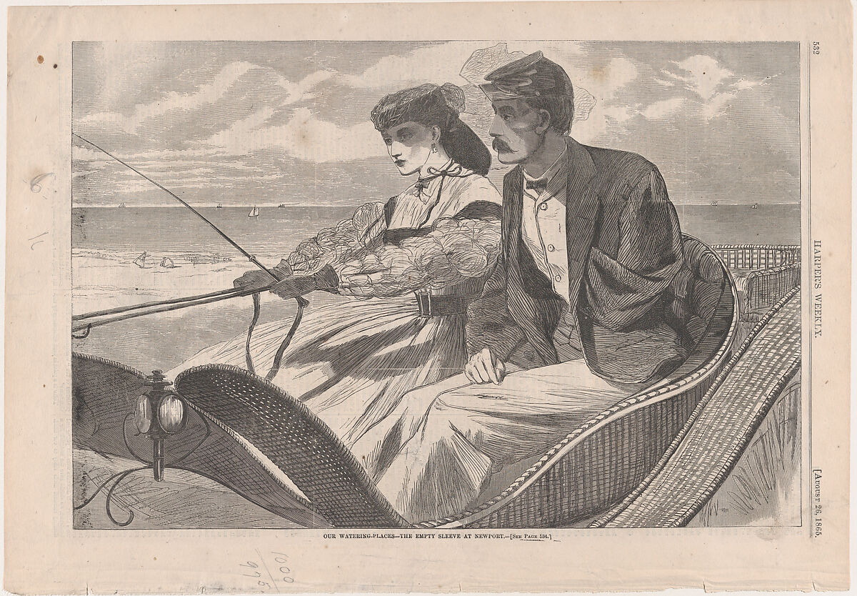 Our Watering Places – The Empty Sleeve at Newport (from "Harper's Weekly," Vol. IX), After Winslow Homer (American, Boston, Massachusetts 1836–1910 Prouts Neck, Maine), Wood engraving 