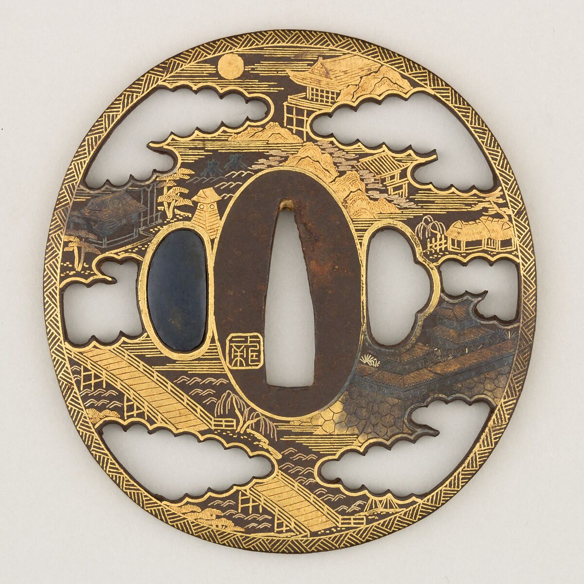 Sword Guard (<i>Tsuba</i>), Iron, gold, silver, copper, Japanese