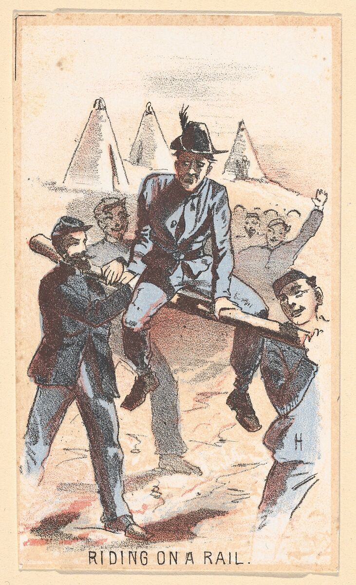 Life in Camp, Part 1: Building Castles; Hard Tack; Upset His Coffee; Water Call; A Shell is Coming; Riding on a Rail; Surgeons Call; An Unwelcome Visit; Late for Roll Call; Stuck in the Mud; The Guard House; Tossing in a Blanket, After Winslow Homer (American, Boston, Massachusetts 1836–1910 Prouts Neck, Maine), Color lithograph