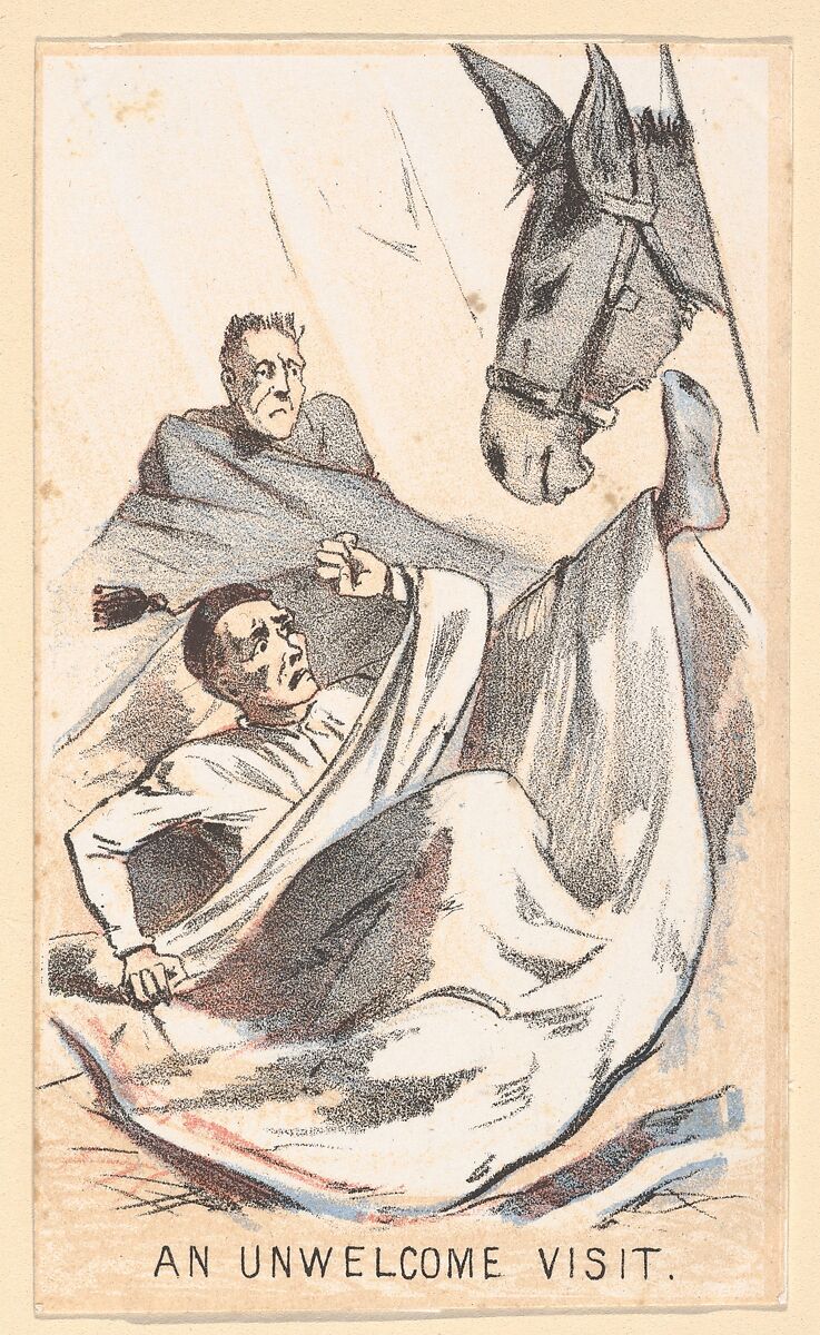 Life in Camp, Part 1: Building Castles; Hard Tack; Upset His Coffee; Water Call; A Shell is Coming; Riding on a Rail; Surgeons Call; An Unwelcome Visit; Late for Roll Call; Stuck in the Mud; The Guard House; Tossing in a Blanket, After Winslow Homer (American, Boston, Massachusetts 1836–1910 Prouts Neck, Maine), Color lithograph
