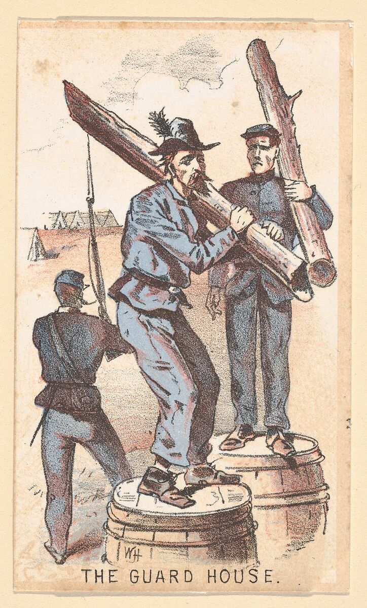 Life in Camp, Part 1: Building Castles; Hard Tack; Upset His Coffee; Water Call; A Shell is Coming; Riding on a Rail; Surgeons Call; An Unwelcome Visit; Late for Roll Call; Stuck in the Mud; The Guard House; Tossing in a Blanket, After Winslow Homer (American, Boston, Massachusetts 1836–1910 Prouts Neck, Maine), Color lithograph