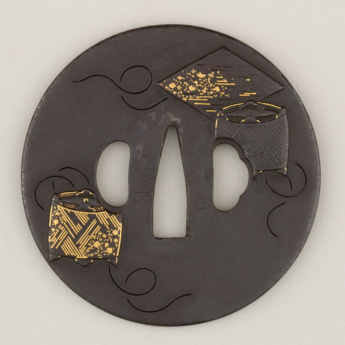 Sword Guard (<i>Tsuba</i>), Iron, gold, copper, Japanese 