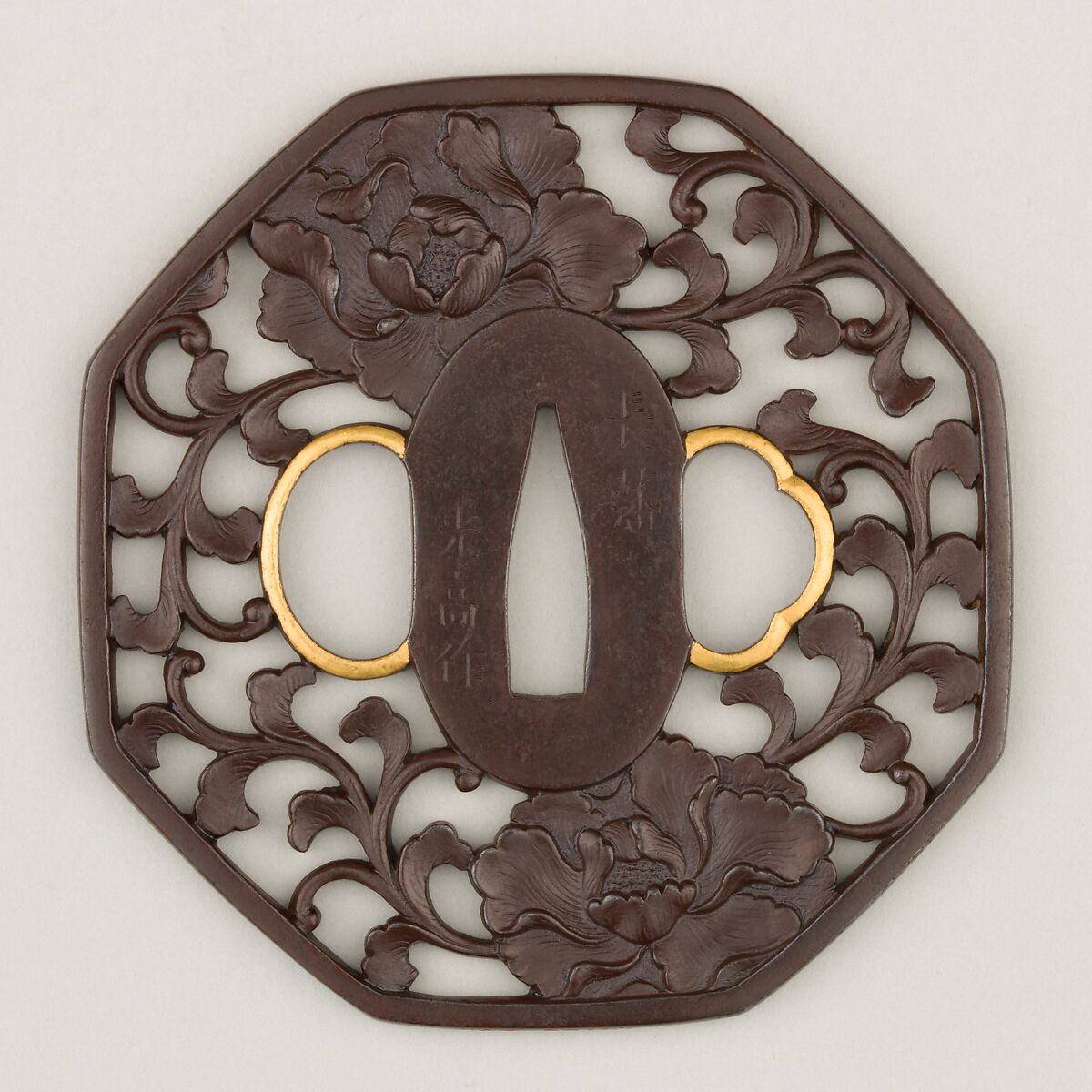 Sword Guard (<i>Tsuba</i>), Iron, gold, copper, Japanese