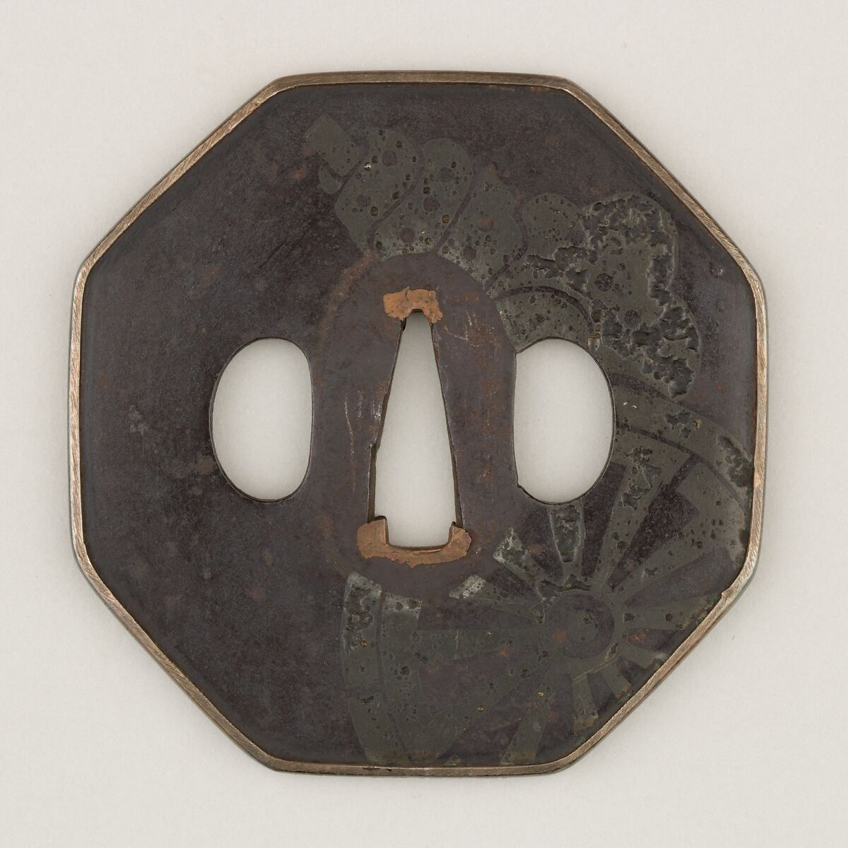 Sword Guard (<i>Tsuba</i>), Iron, silver, pewter, copper, Japanese 