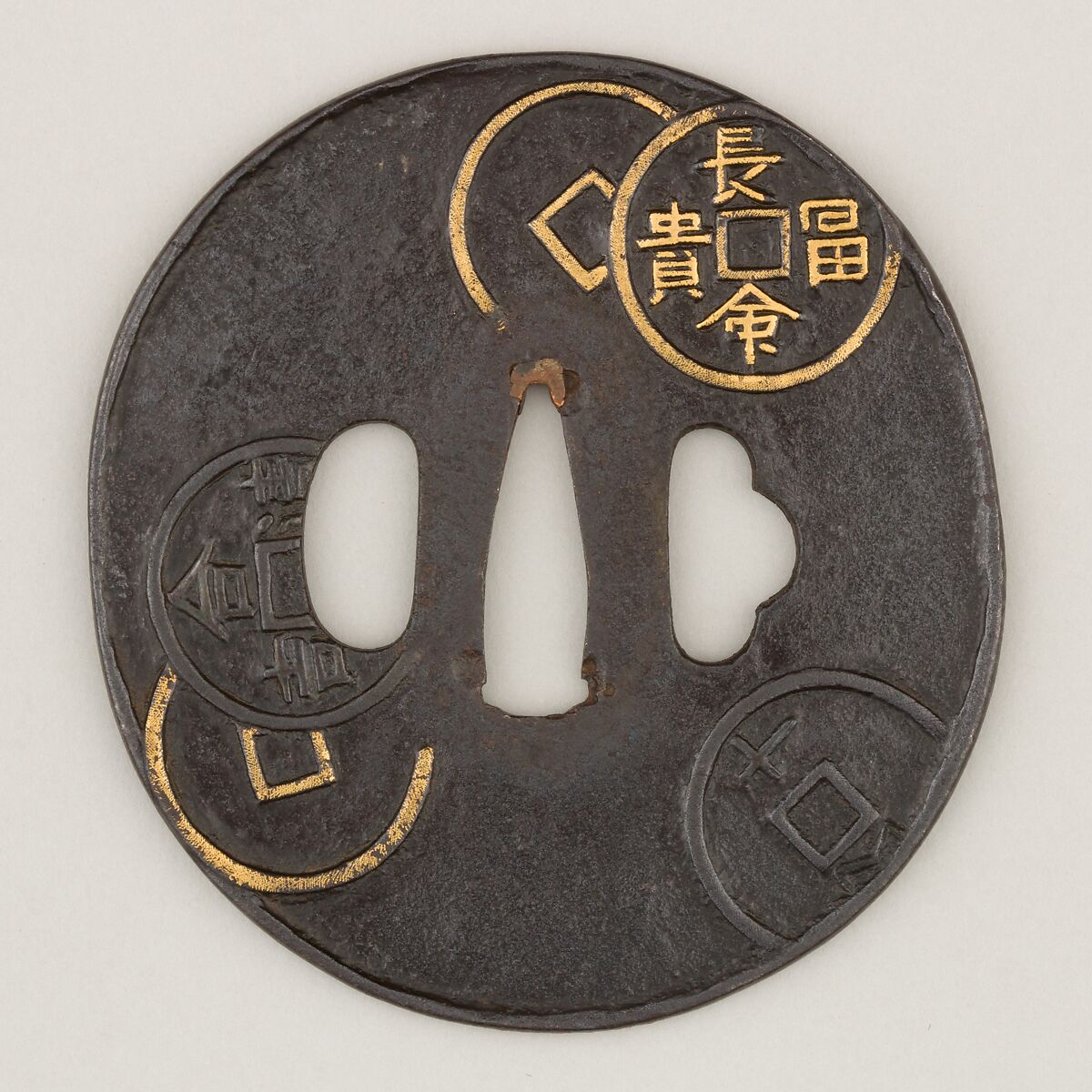 Sword Guard (<i>Tsuba</i>), Iron, gold, silver, copper, Japanese 