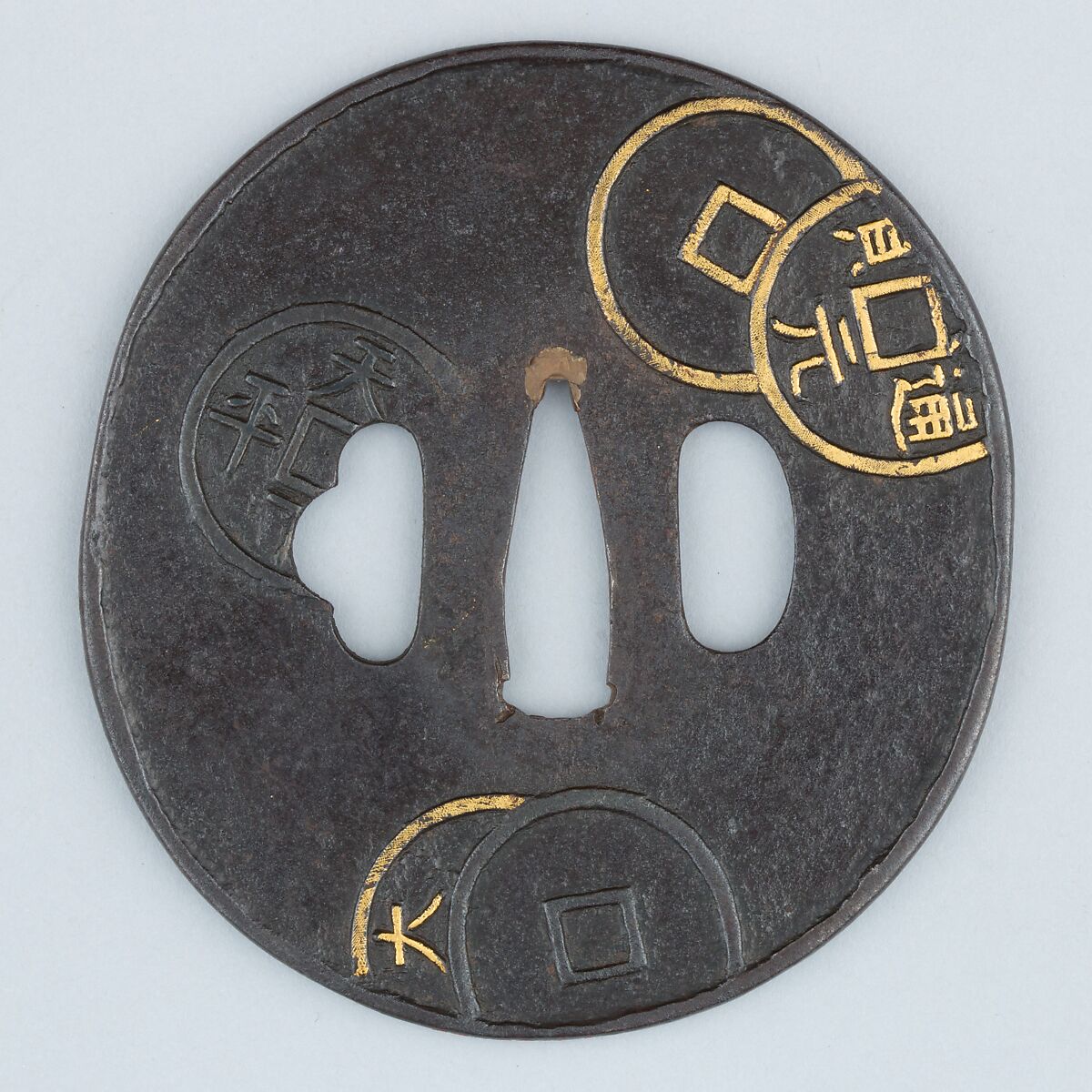 Sword Guard (<i>Tsuba</i>), Iron, gold, silver, copper, Japanese