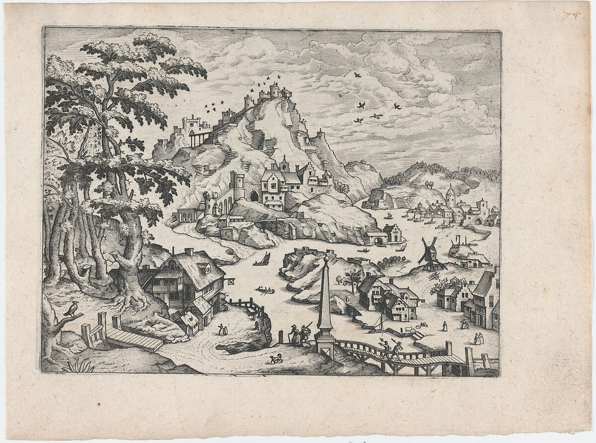 River Valley with Obelisk, Lucas Gassel (Flemish, Helmond ca. 1495/1500–ca. 1570 Brussels), Etching and engraving 