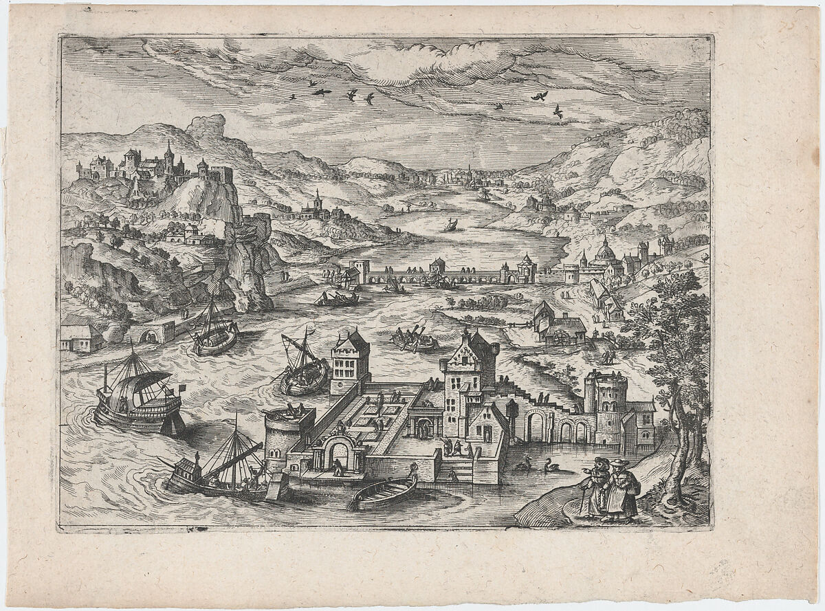 River Valley with a Traveling Couple, Lucas Gassel (Flemish, Helmond ca. 1495/1500–ca. 1570 Brussels), Etching and engraving 