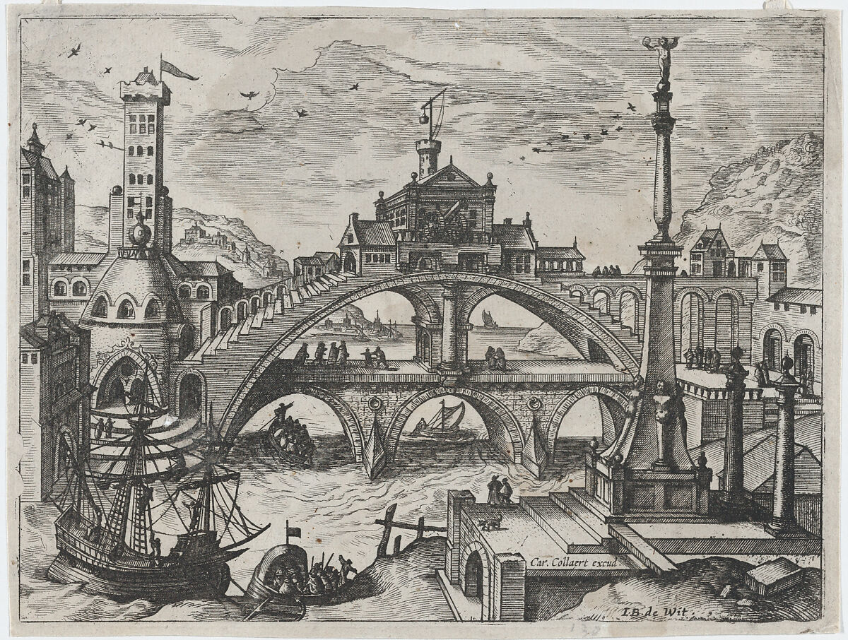 Riverscape with a Double Bridge, Lucas Gassel (Flemish, Helmond ca. 1495/1500–ca. 1570 Brussels), Etching and engraving 