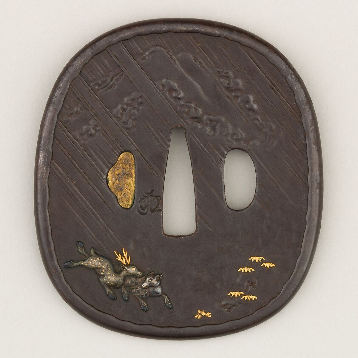 Sword Guard (<i>Tsuba</i>), Iron, silver, gold, copper, Japanese